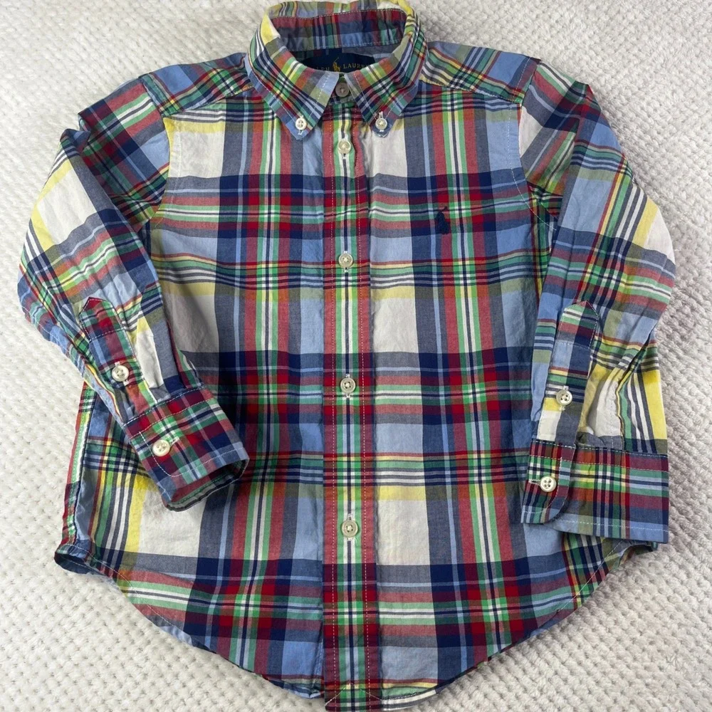 Ralph Lauren Kids Plaid Button Down Shirt Long Sleeve Size‎ 3T